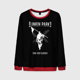 Мужской свитшот 3D с принтом Linkin Park One step closer , 100% полиэстер с мягким внутренним слоем | круглый вырез горловины, мягкая резинка на манжетах и поясе, свободная посадка по фигуре | Тематика изображения на принте: linkin park | альтернативный рок | линкин парк | лого | логотип | метал | ню метал | поп | поп рок | рок | рок группа | рэп метал | электроник рок