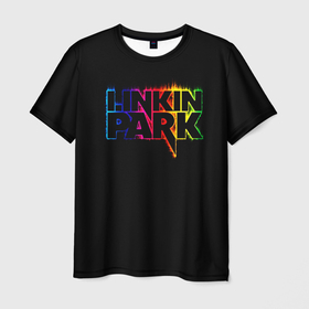 Мужская футболка 3D с принтом Linkin Park neon в Тюмени, 100% полиэфир | прямой крой, круглый вырез горловины, длина до линии бедер | linkin park | альтернативный рок | линкин парк | лого | логотип | метал | ню метал | поп | поп рок | рок | рок группа | рэп метал | электроник рок