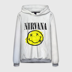 Мужская толстовка 3D с принтом Nirvana логотип гранж в Санкт-Петербурге, 100% полиэстер | двухслойный капюшон со шнурком для регулировки, мягкие манжеты на рукавах и по низу толстовки, спереди карман-кенгуру с мягким внутренним слоем. | nirvana | гранж | группа | курт кобейн | логотип | музыка | нирвана | рок | рок группа