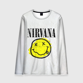 Мужской лонгслив 3D с принтом Nirvana логотип гранж в Санкт-Петербурге, 100% полиэстер | длинные рукава, круглый вырез горловины, полуприлегающий силуэт | nirvana | гранж | группа | курт кобейн | логотип | музыка | нирвана | рок | рок группа