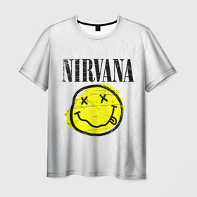 Мужская футболка 3D с принтом Nirvana логотип гранж в Белгороде, 100% полиэфир | прямой крой, круглый вырез горловины, длина до линии бедер | nirvana | гранж | группа | курт кобейн | логотип | музыка | нирвана | рок | рок группа