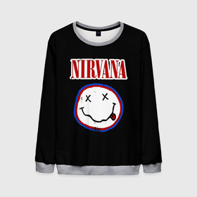 Мужской свитшот 3D с принтом Nirvana гранж в Курске, 100% полиэстер с мягким внутренним слоем | круглый вырез горловины, мягкая резинка на манжетах и поясе, свободная посадка по фигуре | nirvana | гранж | группа | курт кобейн | логотип | музыка | нирвана | рок | рок группа
