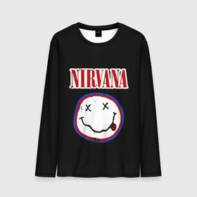 Мужской лонгслив 3D с принтом Nirvana гранж в Новосибирске, 100% полиэстер | длинные рукава, круглый вырез горловины, полуприлегающий силуэт | Тематика изображения на принте: nirvana | гранж | группа | курт кобейн | логотип | музыка | нирвана | рок | рок группа