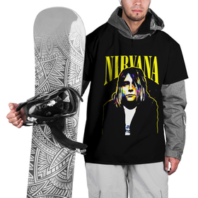 Накидка на куртку 3D с принтом Рок   группа Nirvana в Екатеринбурге, 100% полиэстер |  | Тематика изображения на принте: nirvana | гранж | группа | курт кобейн | логотип | музыка | нирвана | рок | рок группа