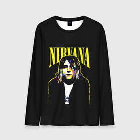 Мужской лонгслив 3D с принтом Рок   группа Nirvana в Санкт-Петербурге, 100% полиэстер | длинные рукава, круглый вырез горловины, полуприлегающий силуэт | nirvana | гранж | группа | курт кобейн | логотип | музыка | нирвана | рок | рок группа