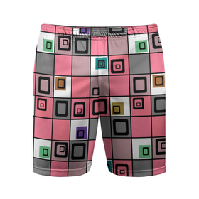 Мужские шорты спортивные с принтом Розовый геометрический узор Geometric shapes в Тюмени,  |  | geometric pattern | geometric shapes | pink | геометрические фигуры | геометрический узор | розовый