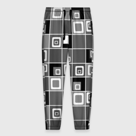 Мужские брюки 3D с принтом Geometric shapes черно белый в Новосибирске, 100% полиэстер | манжеты по низу, эластичный пояс регулируется шнурком, по бокам два кармана без застежек, внутренняя часть кармана из мелкой сетки | black and white | geometric pattern | geometric shapes | grey | геометрический | серый | черно белый