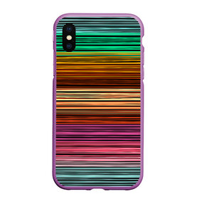 Чехол для iPhone XS Max матовый с принтом Multicolored thin stripes Разноцветные полосы в Новосибирске, Силикон | Область печати: задняя сторона чехла, без боковых панелей | Тематика изображения на принте: multicolored | striped pattern | thin stripes | линии | полосатый узор | разноцветные полосы | разноцветный