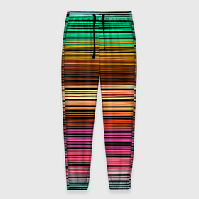 Мужские брюки 3D с принтом Multicolored thin stripes Разноцветные полосы в Курске, 100% полиэстер | манжеты по низу, эластичный пояс регулируется шнурком, по бокам два кармана без застежек, внутренняя часть кармана из мелкой сетки | multicolored | striped pattern | thin stripes | линии | полосатый узор | разноцветные полосы | разноцветный
