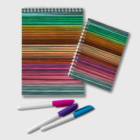 Блокнот с принтом Multicolored thin stripes Разноцветные полосы в Петрозаводске, 100% бумага | 48 листов, плотность листов — 60 г/м2, плотность картонной обложки — 250 г/м2. Листы скреплены удобной пружинной спиралью. Цвет линий — светло-серый
 | multicolored | striped pattern | thin stripes | линии | полосатый узор | разноцветные полосы | разноцветный