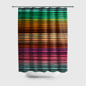 Штора 3D для ванной с принтом Multicolored thin stripes Разноцветные полосы в Белгороде, 100% полиэстер | плотность материала — 100 г/м2. Стандартный размер — 146 см х 180 см. По верхнему краю — пластиковые люверсы для креплений. В комплекте 10 пластиковых колец | multicolored | striped pattern | thin stripes | линии | полосатый узор | разноцветные полосы | разноцветный