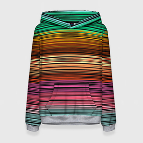 Женская толстовка 3D с принтом Multicolored thin stripes Разноцветные полосы , 100% полиэстер  | двухслойный капюшон со шнурком для регулировки, мягкие манжеты на рукавах и по низу толстовки, спереди карман-кенгуру с мягким внутренним слоем. | multicolored | striped pattern | thin stripes | линии | полосатый узор | разноцветные полосы | разноцветный