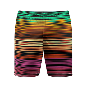 Мужские шорты спортивные с принтом Multicolored thin stripes Разноцветные полосы в Тюмени,  |  | Тематика изображения на принте: multicolored | striped pattern | thin stripes | линии | полосатый узор | разноцветные полосы | разноцветный