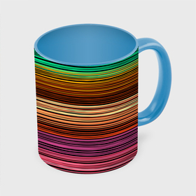 Кружка с полной запечаткой с принтом Multicolored thin stripes Разноцветные полосы в Новосибирске, керамика | ёмкость 330 мл | multicolored | striped pattern | thin stripes | линии | полосатый узор | разноцветные полосы | разноцветный