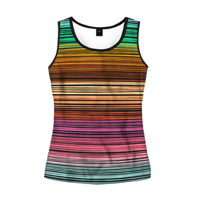 Женская майка 3D с принтом Multicolored thin stripes Разноцветные полосы , 100% полиэстер | круглая горловина, прямой силуэт, длина до линии бедра | multicolored | striped pattern | thin stripes | линии | полосатый узор | разноцветные полосы | разноцветный