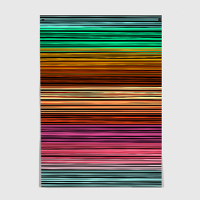 Постер с принтом Multicolored thin stripes Разноцветные полосы в Петрозаводске, 100% бумага
 | бумага, плотность 150 мг. Матовая, но за счет высокого коэффициента гладкости имеет небольшой блеск и дает на свету блики, но в отличии от глянцевой бумаги не покрыта лаком | multicolored | striped pattern | thin stripes | линии | полосатый узор | разноцветные полосы | разноцветный