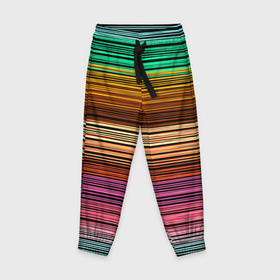 Детские брюки 3D с принтом Multicolored thin stripes Разноцветные полосы в Белгороде, 100% полиэстер | манжеты по низу, эластичный пояс регулируется шнурком, по бокам два кармана без застежек, внутренняя часть кармана из мелкой сетки | Тематика изображения на принте: multicolored | striped pattern | thin stripes | линии | полосатый узор | разноцветные полосы | разноцветный
