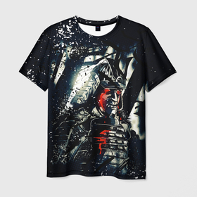 Мужская футболка 3D с принтом Кровавые слезы самурая в Курске, 100% полиэфир | прямой крой, круглый вырез горловины, длина до линии бедер | samurai | warrior | буси | воин | самурай | япония