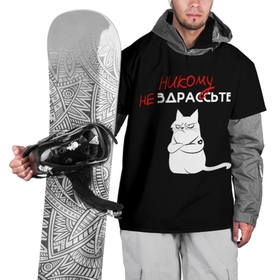 Накидка на куртку 3D с принтом Неприветливый кот в Санкт-Петербурге, 100% полиэстер |  | cat | кот | мемы | надпись | черный юмор