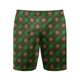 Мужские шорты спортивные с принтом Коричневые круги на зеленом фоне в Тюмени,  |  | абстракция | бутоны | геометрия | узор | узоры | цветы