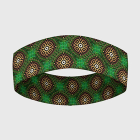 Повязка на голову 3D с принтом Коричневые круги на зеленом фоне в Тюмени,  |  | абстракция | бутоны | геометрия | узор | узоры | цветы