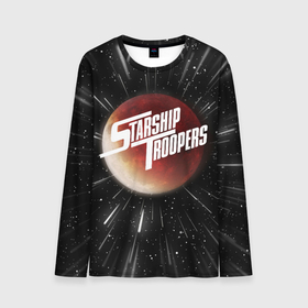 Мужской лонгслив 3D с принтом Starship Troopers | Warp | Logo в Тюмени, 100% полиэстер | длинные рукава, круглый вырез горловины, полуприлегающий силуэт | emblem | starship | starship troopers | starshiptroopers | арахниды | звёздный десант | лого | логотип | старшип труперс | старшиптруперс | эмблем