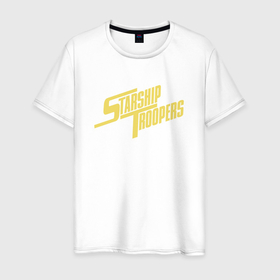Мужская футболка хлопок с принтом Starship Troopers | Big Logo в Курске, 100% хлопок | прямой крой, круглый вырез горловины, длина до линии бедер, слегка спущенное плечо. | emblem | starship | starship troopers | starshiptroopers | арахниды | звёздный десант | лого | логотип | старшип труперс | старшиптруперс | эмблем