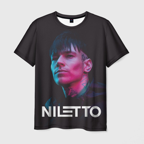 Мужская футболка 3D с принтом Нилетто   портрет в Новосибирске, 100% полиэфир | прямой крой, круглый вырез горловины, длина до линии бедер | Тематика изображения на принте: niletto | данил прытков | музыка | нилетто | поп