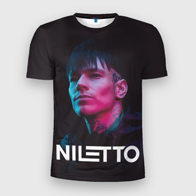 Мужская футболка 3D Slim с принтом Нилетто   портрет в Тюмени, 100% полиэстер с улучшенными характеристиками | приталенный силуэт, круглая горловина, широкие плечи, сужается к линии бедра | Тематика изображения на принте: niletto | данил прытков | музыка | нилетто | поп