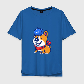 Мужская футболка хлопок Oversize с принтом Пёсик   спортсмен в Тюмени, 100% хлопок | свободный крой, круглый ворот, “спинка” длиннее передней части | animals | dog | гав | друг | животные | пёс | питомец | собака | собачка | спорт | щенок