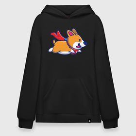 Худи SuperOversize хлопок с принтом Running Dog в Курске, 70% хлопок, 30% полиэстер, мягкий начес внутри | карман-кенгуру, эластичная резинка на манжетах и по нижней кромке, двухслойный капюшон
 | animals | dog | гав | друг | животные | пёс | питомец | собака | собачка | щенок