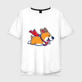 Мужская футболка хлопок Oversize с принтом Running Dog в Тюмени, 100% хлопок | свободный крой, круглый ворот, “спинка” длиннее передней части | animals | dog | гав | друг | животные | пёс | питомец | собака | собачка | щенок