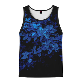 Мужская майка 3D с принтом BLUE FLOWERS | Синие цветы в Петрозаводске, 100% полиэстер | круглая горловина, приталенный силуэт, длина до линии бедра. Пройма и горловина окантованы тонкой бейкой | blue | flower | flowers | plant | purple | весна | голубые цветы | куст | лепестки | летний | летняя | лето | лист | листок | листья | на каждый день | на лето | осень | поле | растение | синие цветы | флора | цветок