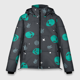 Мужская зимняя куртка 3D с принтом Aliens pattern в Белгороде, верх — 100% полиэстер; подкладка — 100% полиэстер; утеплитель — 100% полиэстер | длина ниже бедра, свободный силуэт Оверсайз. Есть воротник-стойка, отстегивающийся капюшон и ветрозащитная планка. 

Боковые карманы с листочкой на кнопках и внутренний карман на молнии. | aliens | pattern | звезды | космос | пришельцы | чужие