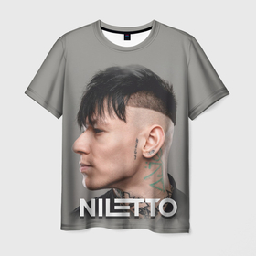 Мужская футболка 3D с принтом NILETTO  в профиль в Новосибирске, 100% полиэфир | прямой крой, круглый вырез горловины, длина до линии бедер | Тематика изображения на принте: niletto | данил прытков | музыка | нилетто | певец | поп