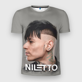 Мужская футболка 3D Slim с принтом NILETTO  в профиль в Тюмени, 100% полиэстер с улучшенными характеристиками | приталенный силуэт, круглая горловина, широкие плечи, сужается к линии бедра | Тематика изображения на принте: niletto | данил прытков | музыка | нилетто | певец | поп