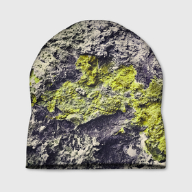 Шапка 3D с принтом Каменная Стена С Мхом в Новосибирске, 100% полиэстер | универсальный размер, печать по всей поверхности изделия | moss | nature | rock | stone | wall | камень | мох | природа | скала | стена