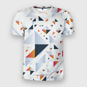 Мужская футболка 3D Slim с принтом Абстрактные Треугольные Формы в Тюмени, 100% полиэстер с улучшенными характеристиками | приталенный силуэт, круглая горловина, широкие плечи, сужается к линии бедра | abstraction | figure | geometry | shape | triangles | абстракция | геометрия | треугольники | фигура | форма