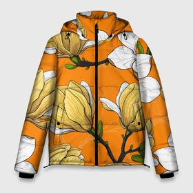 Мужская зимняя куртка 3D с принтом Удивительные летние тропические цветы с нераскрывшимися бутонами в Тюмени, верх — 100% полиэстер; подкладка — 100% полиэстер; утеплитель — 100% полиэстер | длина ниже бедра, свободный силуэт Оверсайз. Есть воротник-стойка, отстегивающийся капюшон и ветрозащитная планка. 

Боковые карманы с листочкой на кнопках и внутренний карман на молнии. | bud | composition | fashion | flowers | petal | summer | tropics | бутон | композиция | лепесток | лето | мода | тропики | цветы