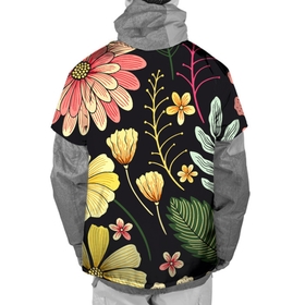 Накидка на куртку 3D с принтом Яркие цветы на фоне тёмной летней ночи в Санкт-Петербурге, 100% полиэстер |  | color | flowers | leafs | night | summer | лето | листья | ночь | цвет | цветы