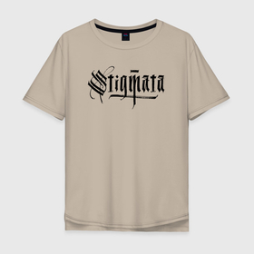 Мужская футболка хлопок Oversize с принтом Stigmata логотип в Белгороде, 100% хлопок | свободный крой, круглый ворот, “спинка” длиннее передней части | stigmata | артём лоцких | группа | музыка | песни | рок | рок группа | стигмата | стигматы