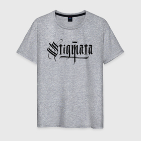 Мужская футболка хлопок с принтом Stigmata логотип в Курске, 100% хлопок | прямой крой, круглый вырез горловины, длина до линии бедер, слегка спущенное плечо. | Тематика изображения на принте: stigmata | артём лоцких | группа | музыка | песни | рок | рок группа | стигмата | стигматы
