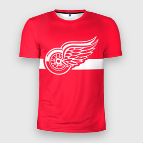 Мужская футболка 3D Slim с принтом Детройт Ред Уингз Форма в Тюмени, 100% полиэстер с улучшенными характеристиками | приталенный силуэт, круглая горловина, широкие плечи, сужается к линии бедра | detroit red wings | nhl | детройт ред уингз | нхл | хоккей