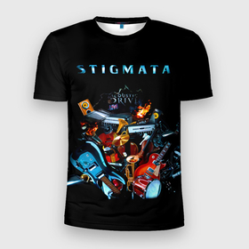 Мужская футболка 3D Slim с принтом Acoustic  Drive   Stigmata в Новосибирске, 100% полиэстер с улучшенными характеристиками | приталенный силуэт, круглая горловина, широкие плечи, сужается к линии бедра | stigmata | артём лоцких | группа | музыка | песни | рок | рок группа | стигмата | стигматы