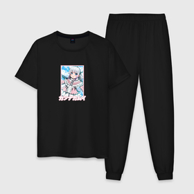 Мужская пижама хлопок с принтом Канна и облака | Дракорничная госпожи Кобаяси в Тюмени, 100% хлопок | брюки и футболка прямого кроя, без карманов, на брюках мягкая резинка на поясе и по низу штанин
 | anime | chi no maid dragon | kanna kamui | kobayashi san | аниме | анимэ | горничная дракон | дракорничная госпожи кобаяси | канна камуи | кобаяси