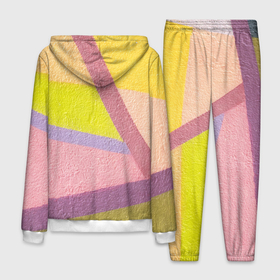 Мужской костюм 3D с принтом Цветной пазл в Белгороде, 100% полиэстер | Манжеты и пояс оформлены тканевой резинкой, двухслойный капюшон со шнурком для регулировки, карманы спереди | геометрия | желтый | зеленый | полосы | прямые линии | розовый | цвет
