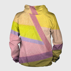 Мужская ветровка 3D с принтом Цветной пазл в Тюмени, 100% полиэстер | подол и капюшон оформлены резинкой с фиксаторами, два кармана без застежек по бокам, один потайной карман на груди | геометрия | желтый | зеленый | полосы | прямые линии | розовый | цвет