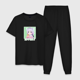 Мужская пижама хлопок с принтом Канна кушает | Дракорничная госпожи Кобояси в Тюмени, 100% хлопок | брюки и футболка прямого кроя, без карманов, на брюках мягкая резинка на поясе и по низу штанин
 | anime | chi no maid dragon | kanna kamui | kobayashi san | аниме | анимэ | горничная дракон | дракорничная госпожи кобаяси | канна камуи | кобаяси