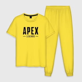 Мужская пижама хлопок с принтом Логотип игры Apex Legends в Новосибирске, 100% хлопок | брюки и футболка прямого кроя, без карманов, на брюках мягкая резинка на поясе и по низу штанин
 | game | logo | арт | легенды | принт