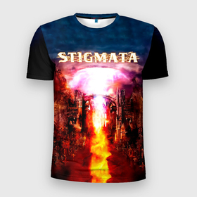 Мужская футболка 3D Slim с принтом Stigmata альбом в Новосибирске, 100% полиэстер с улучшенными характеристиками | приталенный силуэт, круглая горловина, широкие плечи, сужается к линии бедра | stigmata | артём лоцких | группа | музыка | песни | рок | рок группа | стигмата | стигматы
